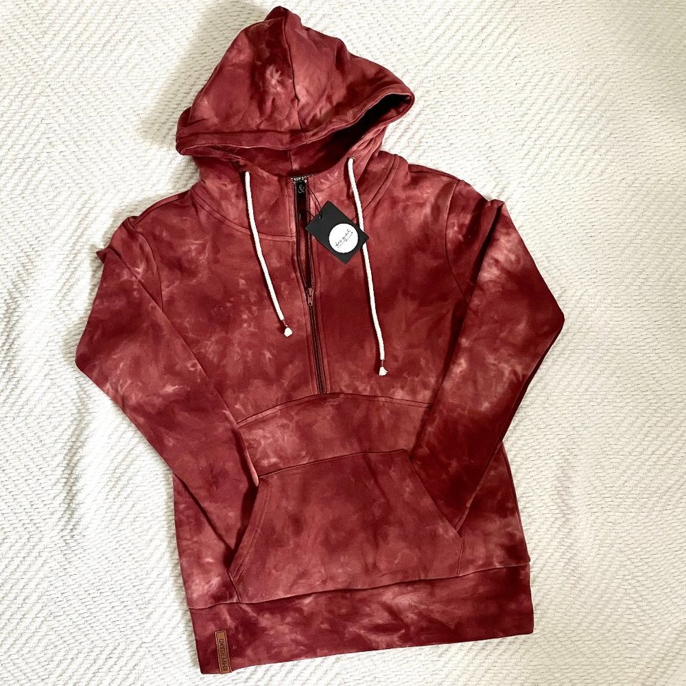 Ampersand Ave Maroon Zip Up Hoodie, Medium, NWT